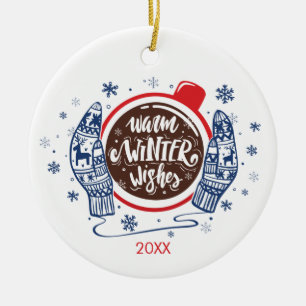 Mitten und Kakao warme Winter wünscht Urlaub Keramik Ornament