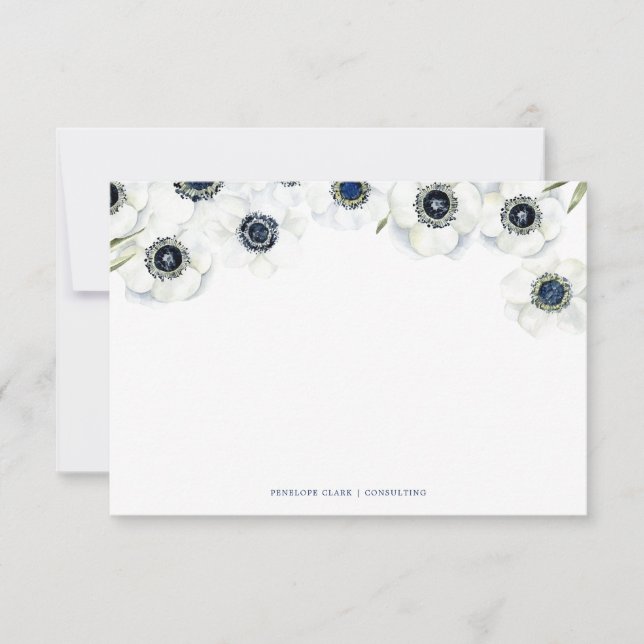 Mitternacht Anemone | Blumenhochzeit Mitteilungskarte (Vorderseite)