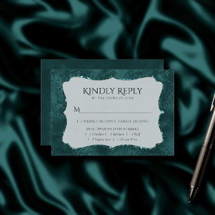 Mitternacht Aquamarin Romance   Dark Satiny Damask RSVP Karte