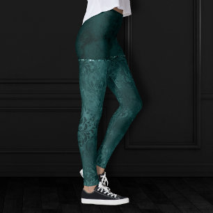 Mitternacht Aquamarin Romance Dunkler Satiny Gru Leggings