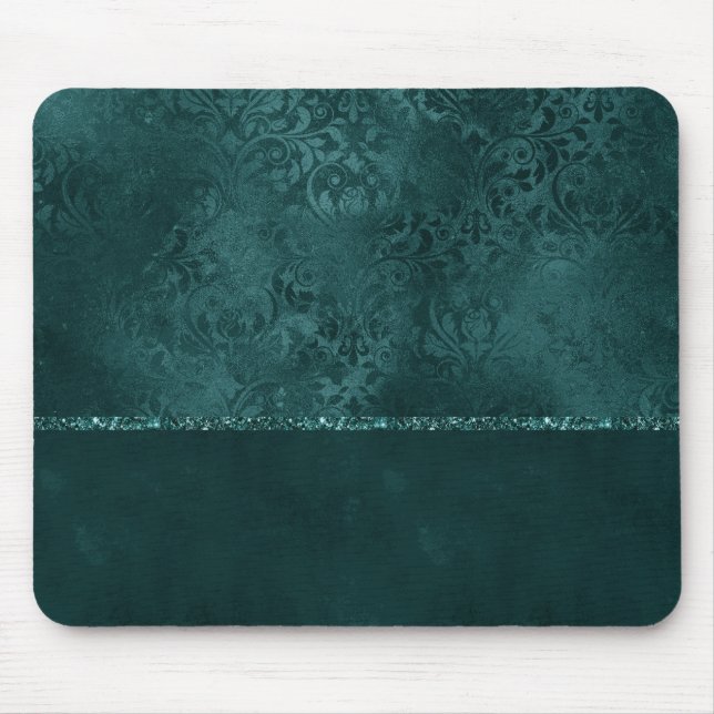 Mitternacht Aquamarin Romance | Dunkler Satiny Gru Mousepad (Vorne)