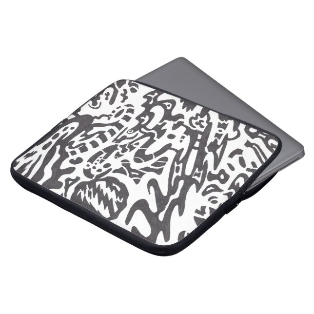 "Mitternacht" B&W Abstrakt Laptopschutzhülle (Vorne Oben)