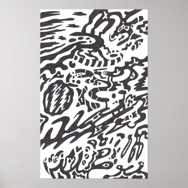 "Mitternacht" B&W Abstrakt Poster (Vorne)