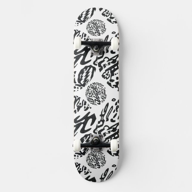 "Mitternacht" B&W Abstrakt Skateboard (Vorderseite)