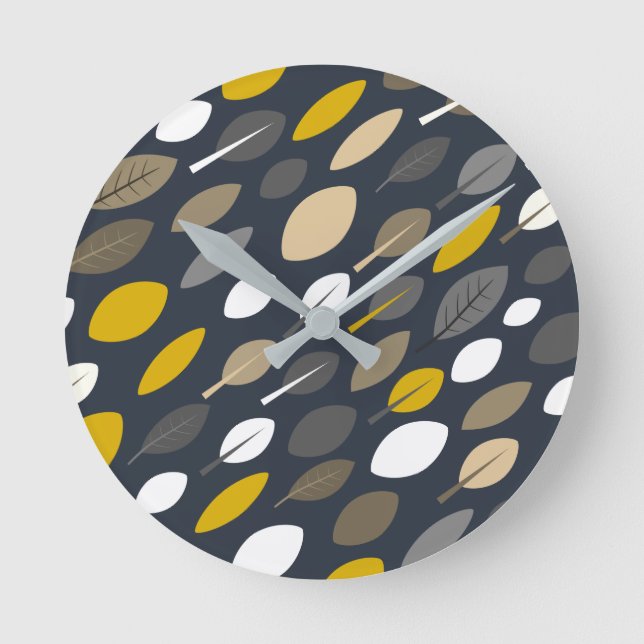 Mitternacht-Blätter Runde Wanduhr (Vorderseite)