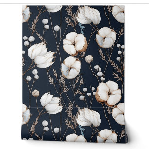 Mitternacht Blau und Weiß Blume Tapete