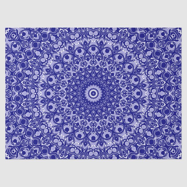 Mitternacht Blau und Weiß Mandala Muster Seidenpapier (Vorderseite)
