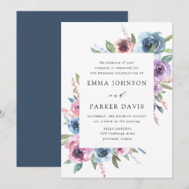 Mitternacht Blooms | Hochzeit mit Lila Blütenblume Einladung