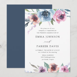 Mitternacht Blooms | Hochzeit mit Lila Blütenblume Einladung