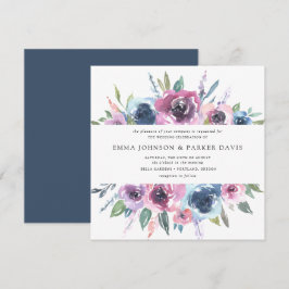 Mitternacht Blooms | Hochzeit mit Lila Blütenblume Einladung