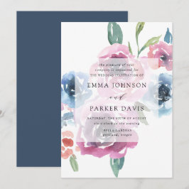 Mitternacht Blooms | Hochzeit mit Lila Blütenblume Einladung
