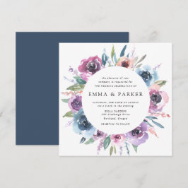 Mitternacht Blooms | Hochzeit mit Lila Blütenblume Einladung