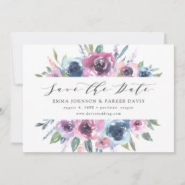 Mitternacht Blooms | Lila und blau Save The Date