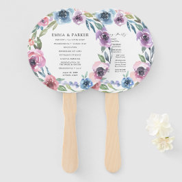Mitternacht Blooms | Personalisiertes Hochzeitspro Fächer