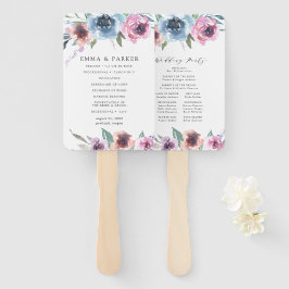 Mitternacht Blooms | Personalisiertes Hochzeitspro Fächer
