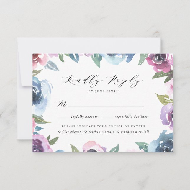 Mitternacht Blooms | RSVP Card mit Wahlmöglichkeit Karte (Vorderseite)