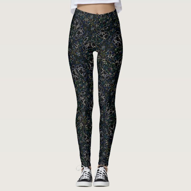 Mitternacht Blossom Elegance Leggings (Vorderseite)