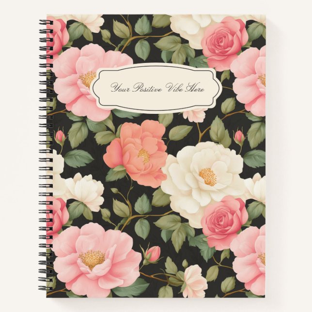Mitternacht Blossom Journal Vintage Rose Notizbuch (Vorderseite)