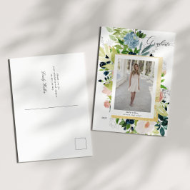 Mitternacht Blue Blush Foto Abschluss Ankündigungspostkarte