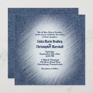 Mitternacht Blue Denim Wedding Einladung