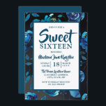 Mitternacht Blue Floral Black Elegant Sweet 16 Ein Einladung<br><div class="desc">Mitternacht Blue Floral Black Elegant Sweet 16 Invite Matching Sammlung in Niche und Nest Store.</div>