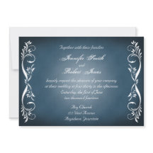 Mitternacht Blue Floral Posh Hochzeit Einladung
