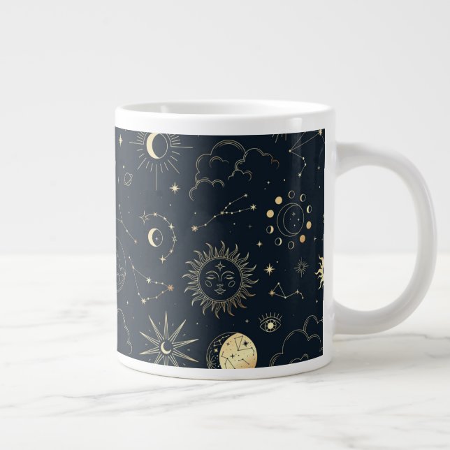 Mitternacht Blue Gold Star Konstellation Muster Jumbo-Tasse (Rechts)