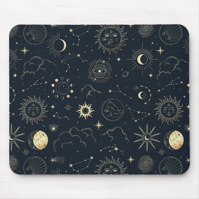 Mitternacht Blue Gold Star Konstellation Muster Mousepad (Vorne)