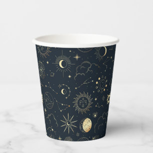 Mitternacht Blue Gold Star Konstellation Muster Pappbecher
