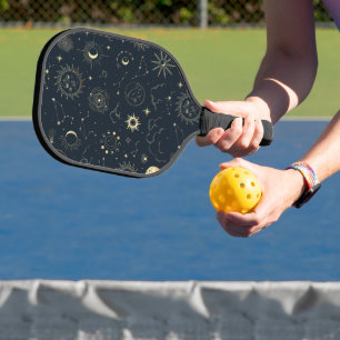 Mitternacht Blue Gold Star Konstellation Muster Pickleball Schläger