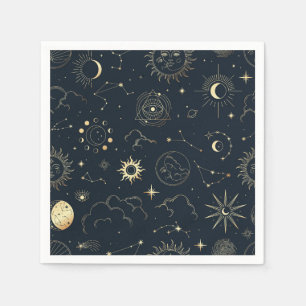 Mitternacht Blue Gold Star Konstellation Muster Serviette