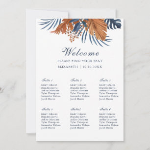 Mitternacht Blue Monstera Seating Chart Fotoparte Einladung