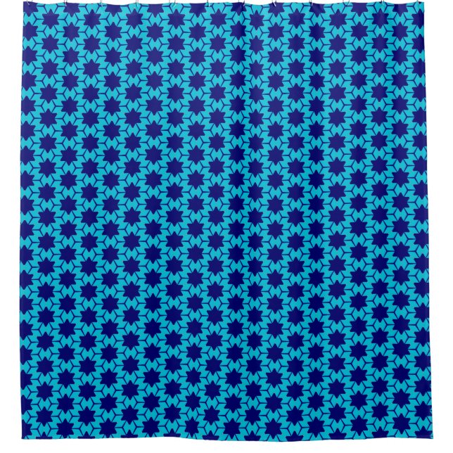 Mitternacht Blue Snowflakes Duschvorhang (Vorderseite)