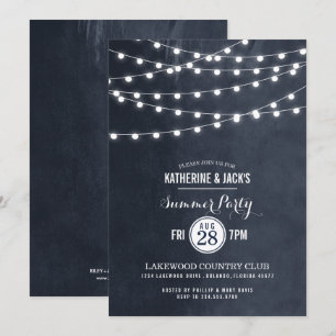Mitternacht Blue String Lights Summer Party Einlad Einladung