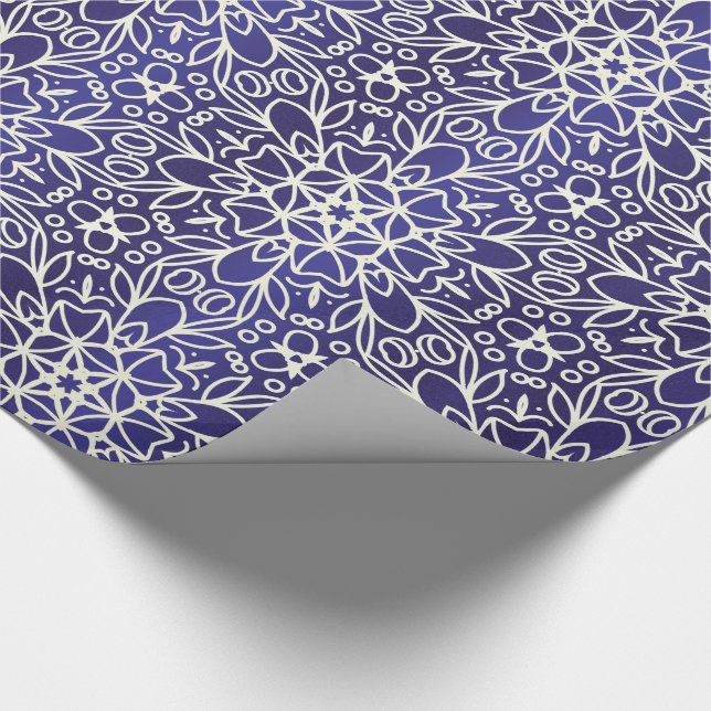Mitternacht-Blume-Muster Geschenkpapier (Ecke)