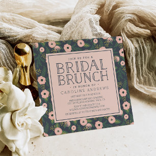 Mitternacht Blush Blooms Bridal Brunch Einladung