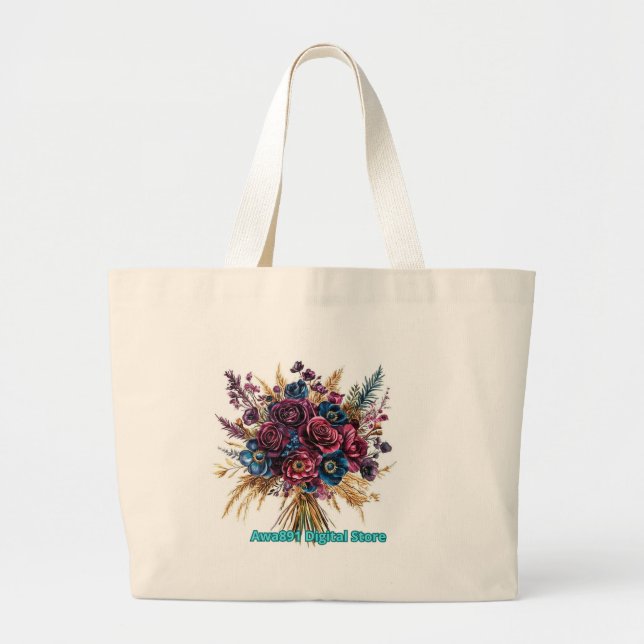 Mitternacht Bouquet Tote Bag: Jumbo-Tasche Jumbo Stoffbeutel (Vorne)