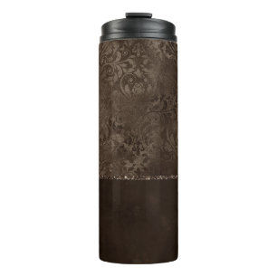 Mitternacht Bronze Romance Satiny Grunge Damask Thermosbecher