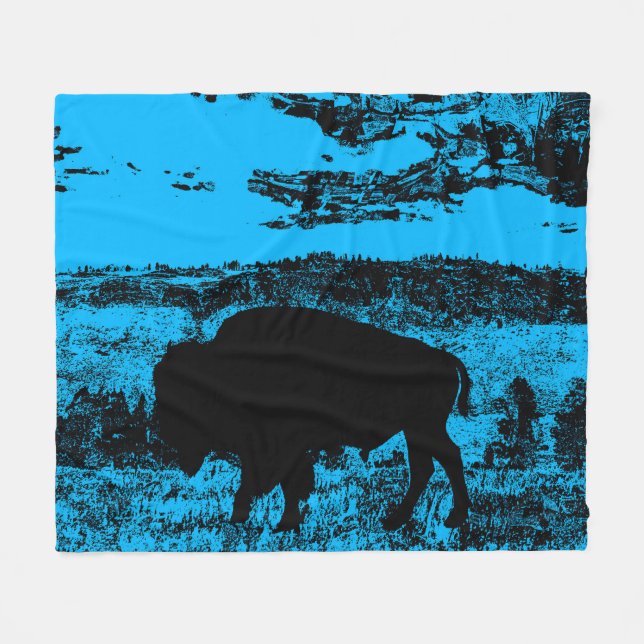 Mitternacht Buffalo - Plains Bison Throw Blanket Fleecedecke (Vorderseite (Horizontal))