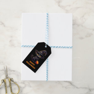 Mitternacht das witzige Schwarze KatzenHalloween Geschenkanhänger