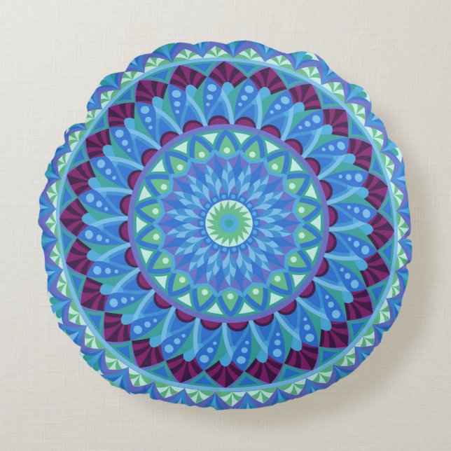 Mitternacht Dreams Mandala Rundes Kissen (Vorderseite)