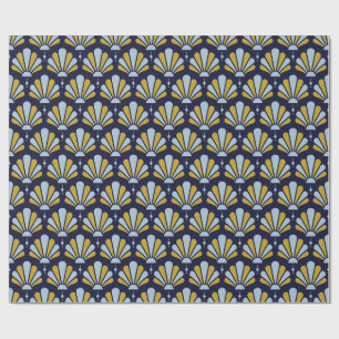 Mitternacht, Eisblau und Gold Art Deco Tränenanhän Geschenkpapier
