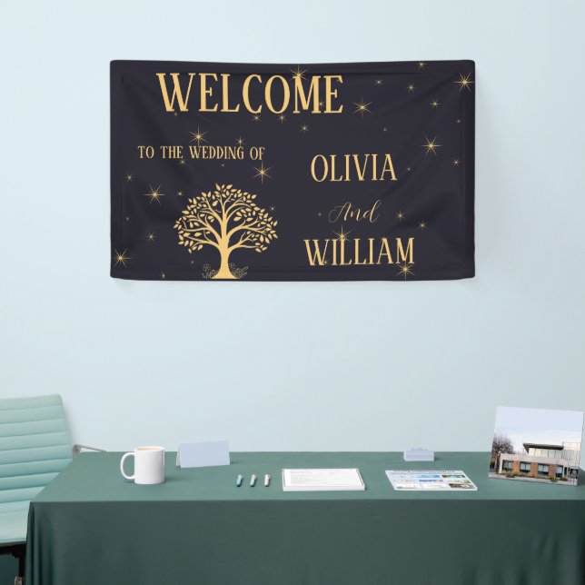 Mitternacht Elegance: Dunkle blaue Hochzeit Banner (Messeveranstaltung)