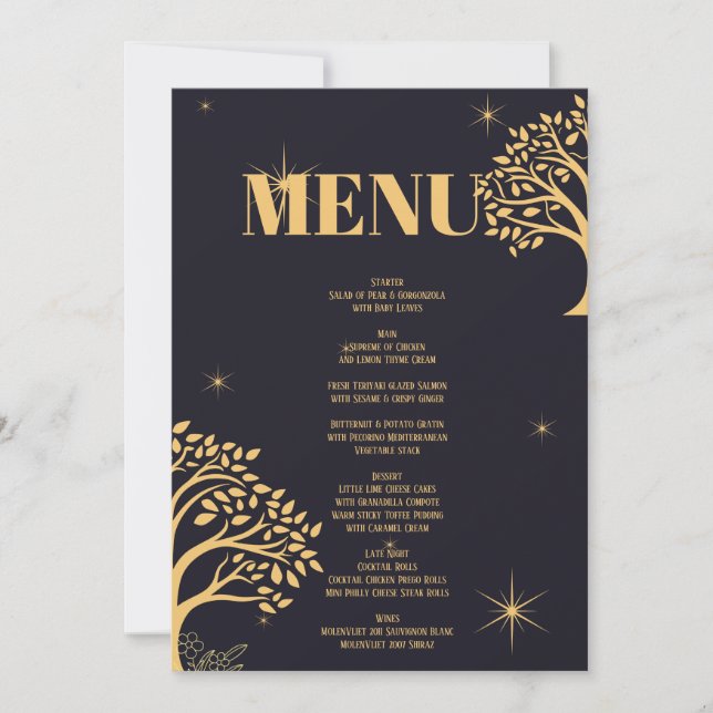 Mitternacht Elegance: Dunkle blaue Hochzeit Einladung (Vorderseite)