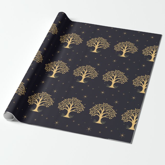 Mitternacht Elegance: Dunkle blaue Hochzeit Geschenkpapier (Ungerollt)