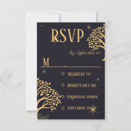 Mitternacht Elegance: Dunkle blaue Hochzeit RSVP Karte