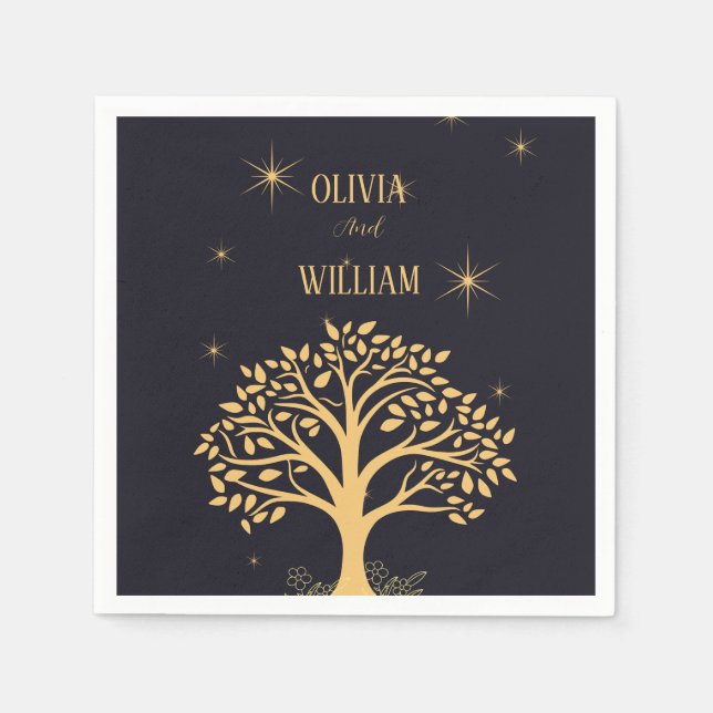 Mitternacht Elegance: Dunkle blaue Hochzeit Serviette (Vorderseite)