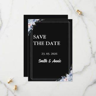 Mitternacht Elegante Save the Date Karte - Schwarz