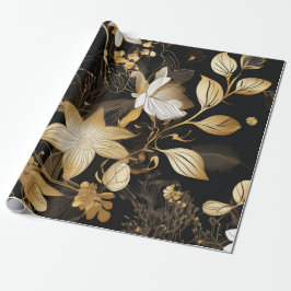 Mitternacht Florals: Black & Gold Glamour Geschenkpapier