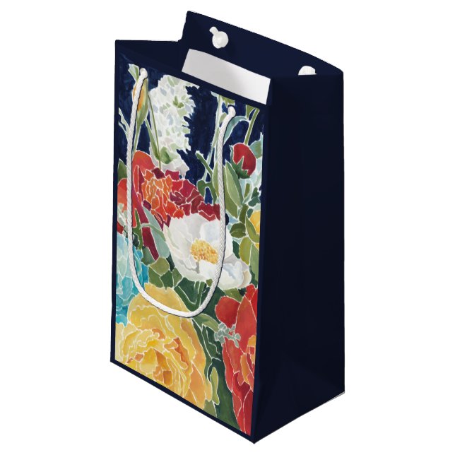 Mitternacht Florals I Kleine Geschenktüte (Vorderseite Schrägansicht)